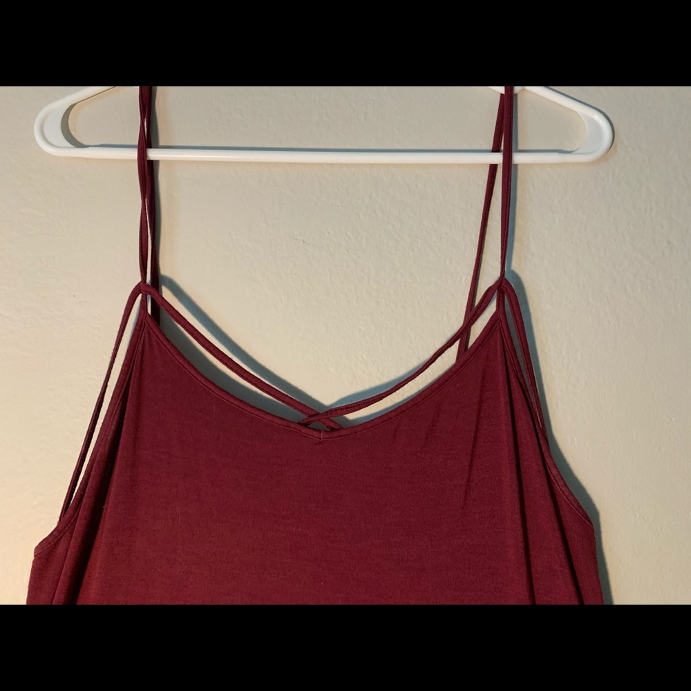 Burgundy strappy tank top